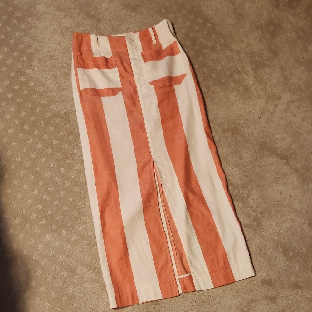 Anthropologie Striped Orange and Cream Women's Skirt